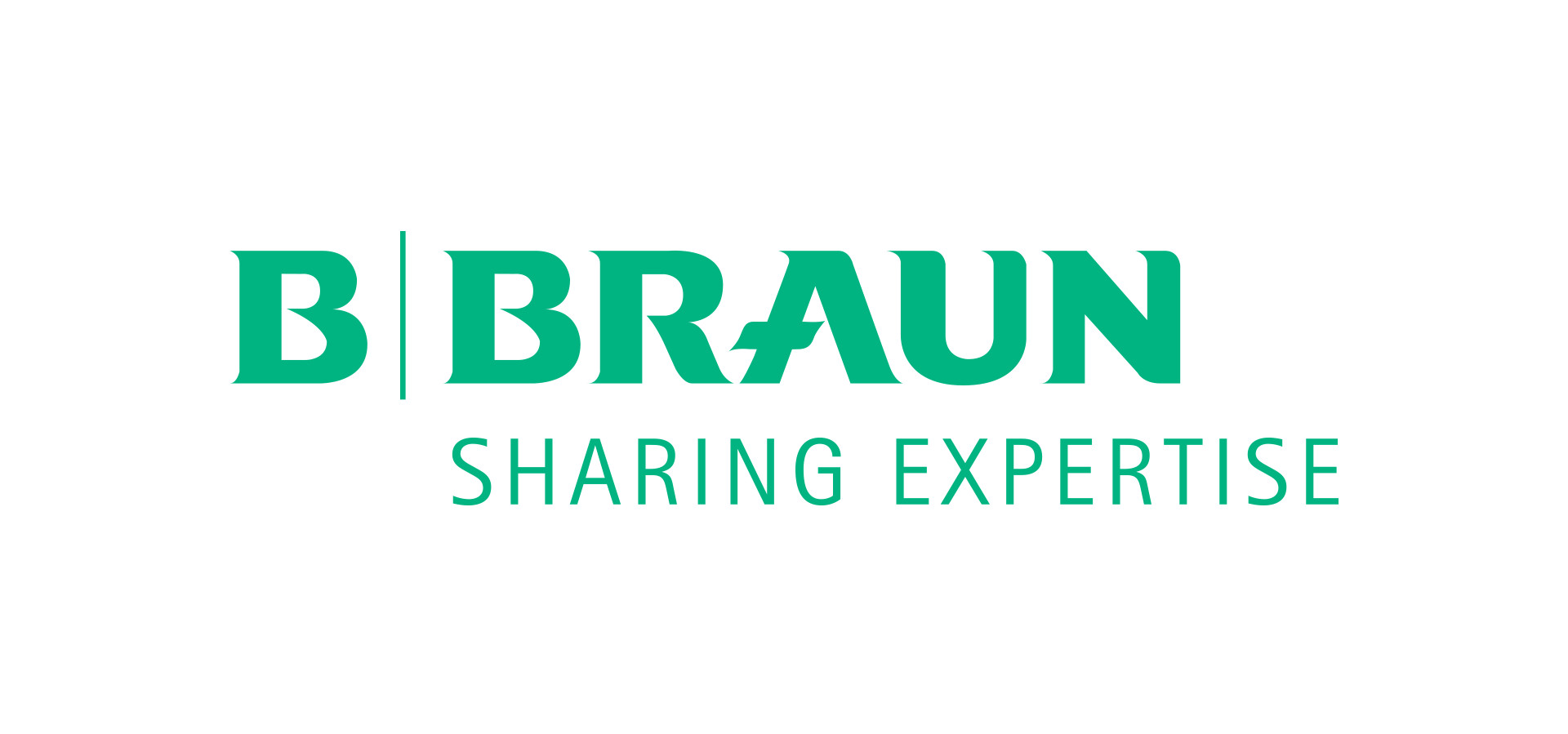 Grünes B Braun Logo mit dem Slogan Sharing Expertise auf weißem Hintergrund sichtbar