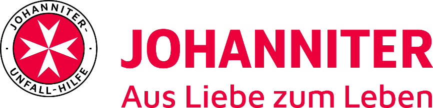 Johanniter Logo in Rot mit stilisiertem Kreuz und dem Schriftzug Aus Liebe zum Leben